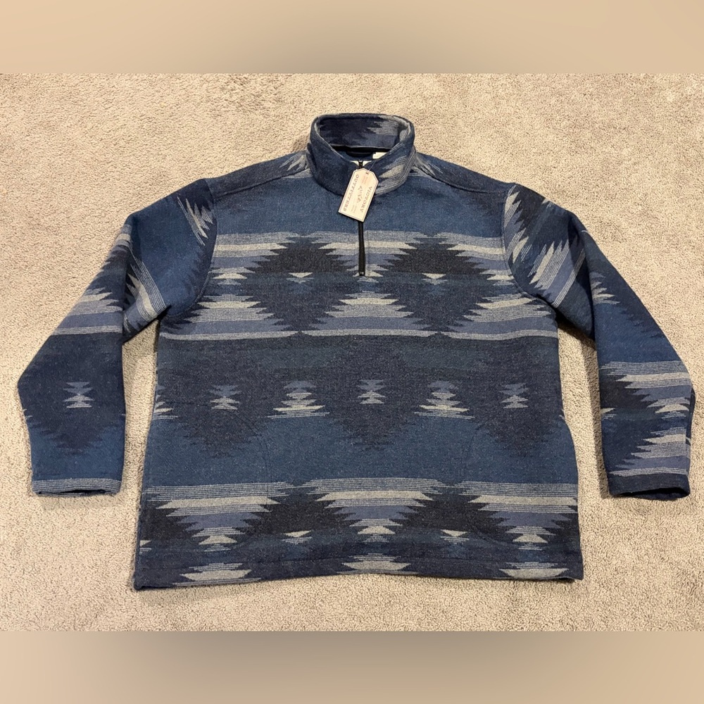 Victory Outfitters Blue Aztec Print 1/4 Zip Pullover Fleece Men’s Sz XXL NWT $40